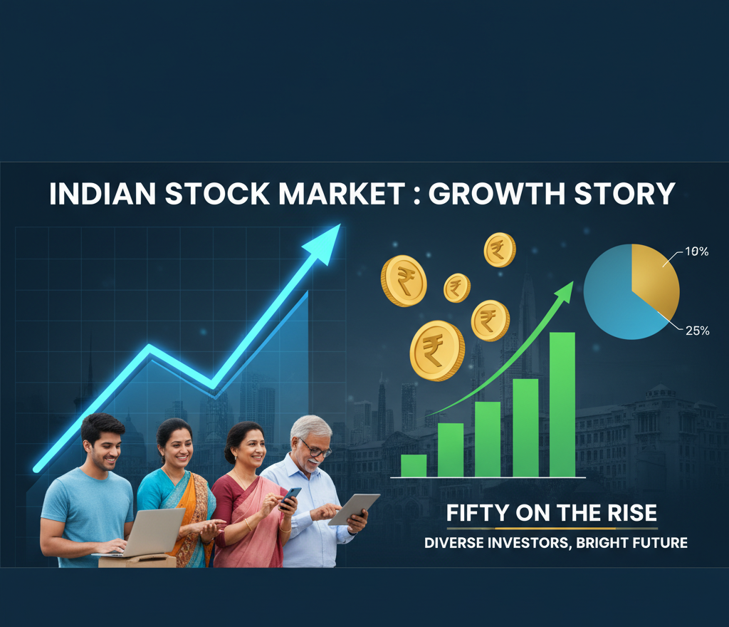 Benefits of Stock Market: Advantages of Investing in Shares — Indian investor with rising chart.
